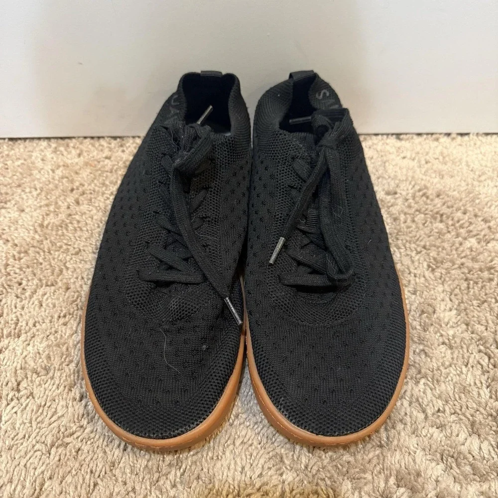 SUAVS Shoes Womens Size 9.5 Black Knit Lace Up Comfort Walking Sneakers